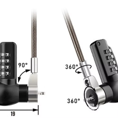 Multifunctional Laptop Lock Compatible with T-Bar, Nano Slot, and Wedge