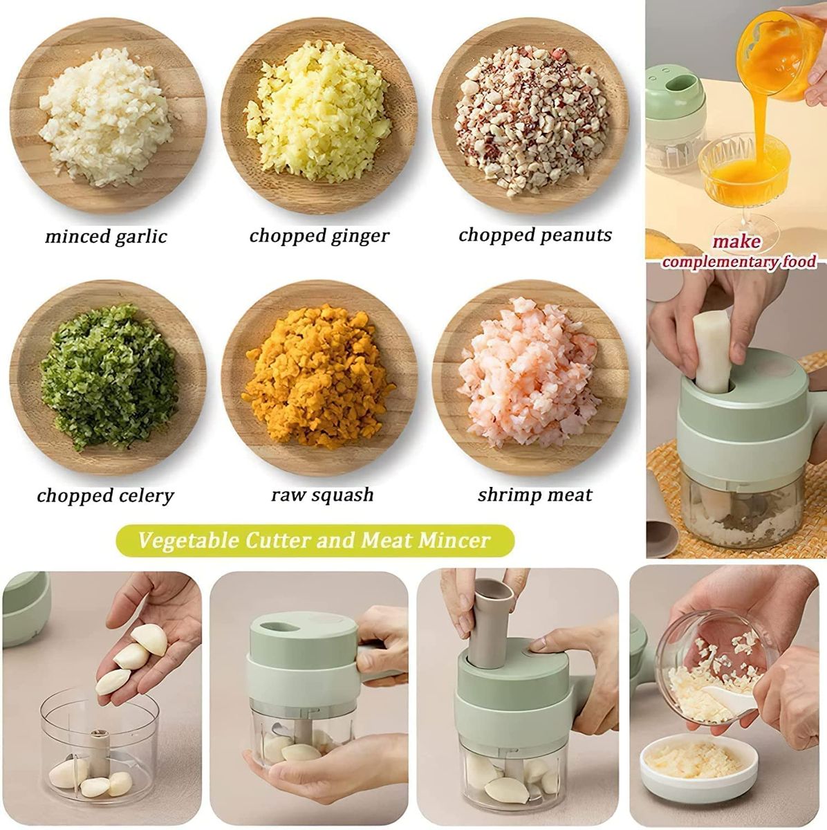 4-in-1 Electric Portable Handheld Hammer Food Chopper Slicer Set